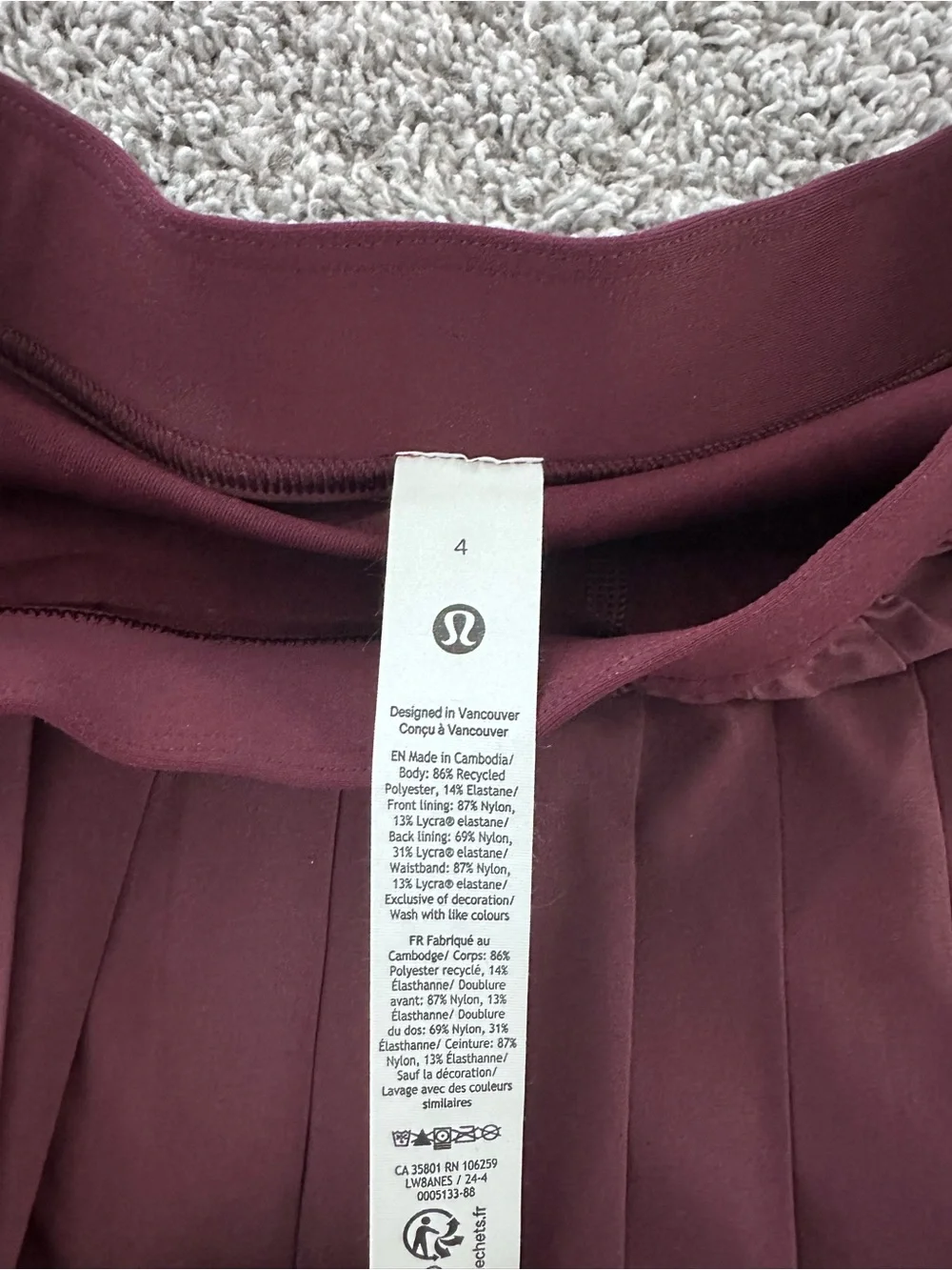 Lululemon- High-Rise Pleated Tennis Skirt - garnet